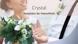  Presentation with bride - Amazing PPT theme having groom and bride holding hands outdoors backdrop and a coral colored foreground