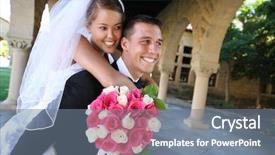  Presentation with religious - PPT theme with groom at church during wedding background and a gray colored foreground