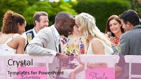  Presentation with bride - Slide set enhanced with groom enjoying meal at wedding background and a lemonade colored foreground