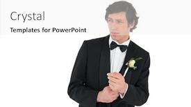 Presentation with white wedding - Slide deck featuring groom getting ready for his wedding on white background background and a white colored foreground