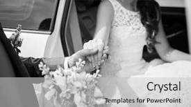  Presentation with helping hands - PPT layouts with groom helping his bride out of the wedding car selective focus on hands background and a light gray colored foreground