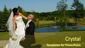  Presentation with knee - Presentation design with groom is on his knee looking up at his bride background and a tawny brown colored foreground