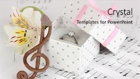  Presentation with treble clef - Colorful PPT theme enhanced with groom march - treble clef flower and box backdrop and a  colored foreground