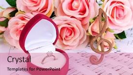  Presentation with treble clef - Slide deck with groom march - treble clef roses and box background and a coral colored foreground