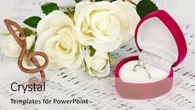  Presentation with treble clef - Slide set featuring beige-brown grunge brick wall background and a soft green colored foreground