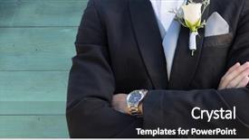  Presentation with wood panel - Presentation featuring groom mid section against teal background and a  colored foreground