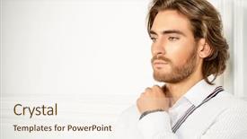  Presentation with mens fashion black - PPT theme enhanced with groom wears - attractive young man wearing white background and a sky blue colored foreground