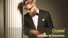  Presentation with elegant business social media - PPT theme consisting of groom wears - elegant business man wearing background and a tawny brown colored foreground