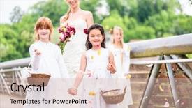  Presentation with flower wedding - PPT theme featuring groom with flower children background and a soft green colored foreground