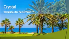  Presentation with southern beach grass - Slide deck featuring groomed green grass lawns flock background and a teal colored foreground