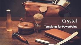  Presentation with luxury - PPT layouts consisting of grooming - gentleman's accessories on a luxury background and a tawny brown colored foreground