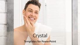  Presentation with mirror - Presentation theme with grooming - handsome shaved man near mirror background and a lemonade colored foreground