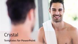  Presentation with mirror - Audience pleasing slide set consisting of grooming - handsome shirtless man looking backdrop and a lemonade colored foreground