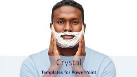  Presentation with shaving - Slide deck with grooming-and-people-concept-african background and a sky blue colored foreground