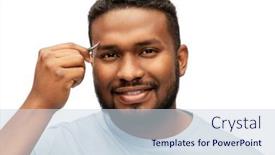  Presentation with african people - Slide set enhanced with grooming-and-people-concept-smiling background and a sky blue colored foreground