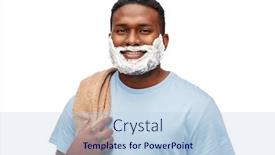  Presentation with shaving - Slide deck with grooming-and-people-concept-smiling background and a light blue colored foreground