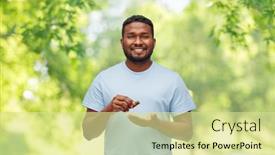  Presentation with lotion - Audience pleasing slides consisting of grooming-and-people-concept-smiling backdrop and a blonde colored foreground