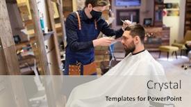  Presentation with medical face mask - Presentation theme consisting of grooming-hairdressing-and-health-safety background and a light gray colored foreground