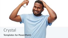  Presentation with spray - Beautiful presentation design featuring grooming-hairstyling-and-people-concept backdrop and a light blue colored foreground