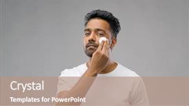  Presentation with skin care - Colorful PPT layouts enhanced with grooming skin care and people backdrop and a coral colored foreground