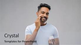 Presentation with skin care - Cool new presentation theme with grooming skin care and people backdrop and a light gray colored foreground