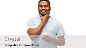  Presentation with skin care - Presentation design with grooming-skin-care-and-people background and a light gray colored foreground