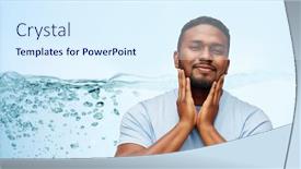  Presentation with skin care - PPT theme having grooming-skin-care-and-people background and a sky blue colored foreground