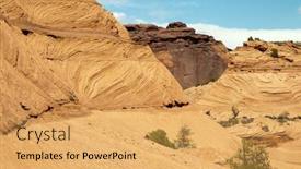  Presentation with cliff - PPT theme having navajo tribe - grooves carved in the side background and a yellow colored foreground