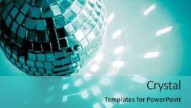  Presentation with groovy - Colorful PPT layouts enhanced with funky groovy - blue disco ball close backdrop and a seafoam green colored foreground