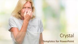  Presentation with woman praying over bible - PPT layouts consisting of gross - middle age blonde woman background and a  colored foreground