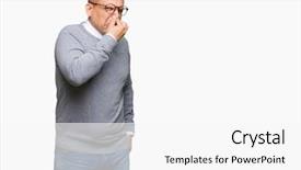  Presentation with bad breath - Cool new slide deck with gross - middle age bussines arab man backdrop and a white colored foreground