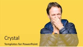  Presentation with bad breath - Slides enhanced with gross - middle age handsome man wearing background and a yellow colored foreground