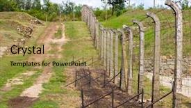  Presentation with camp - Audience pleasing presentation consisting of rosen former nazi concentration camp backdrop and a yellow colored foreground