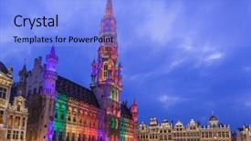  Presentation with brussels - Colorful slide set enhanced with grote markt in brussels belgium backdrop and a light blue colored foreground