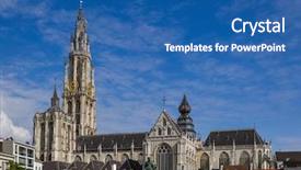  Presentation with history chartres cathedral - Presentation design consisting of grote markt in antwerp belgium background and a ocean colored foreground