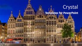  Presentation with belgium - Cool new slides with grote-markt-in-antwerp-belgium backdrop and a navy blue colored foreground