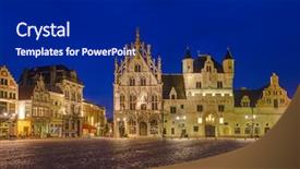  Presentation with belgium - Cool new PPT theme with grote markt in mechelen belgium backdrop and a navy blue colored foreground