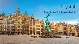  Presentation with belgium - PPT theme enhanced with grote-markt-of-antwerp-belgium background and a teal colored foreground