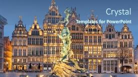  Presentation with belgium - Audience pleasing presentation theme consisting of grote-markt-of-antwerp-belgium backdrop and a ocean colored foreground