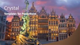  Presentation with belgium - Slide deck having grote-markt-of-antwerp-belgium background and a coral colored foreground