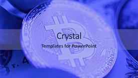  Presentation with bitcoin - Beautiful slide deck featuring groth - bitcoin close-up over dollar background backdrop and a light blue colored foreground