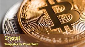  Presentation with bitcoins - Amazing PPT theme having groth - silver and golden bitcoins close-up backdrop and a tawny brown colored foreground