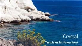  Presentation with water color - Beautiful PPT layouts featuring grottoes-rosh-a-nikra-geological backdrop and a ocean colored foreground