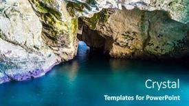  Presentation with mountain water - Cool new PPT theme with grottoes-rosh-ha-nikra-geological backdrop and a ocean colored foreground