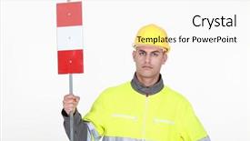  Presentation with traffic - Amazing presentation theme having grouch - traffic guard holding up backdrop and a white colored foreground