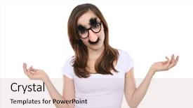  Presentation with fake reviews - Presentation having groucho marx - pretty girl disguised with fake background and a lemonade colored foreground