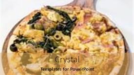  Presentation with meat - Presentation design with groumet-italian-pizza-with-various background and a yellow colored foreground