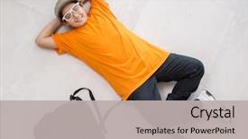  Presentation with energy conservation home - Beautiful presentation theme featuring kids back ground - cute boy posing at home backdrop and a  colored foreground