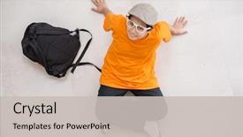  Presentation with home hazardous waste - PPT layouts with kids back ground - cute boy posing at home background and a  colored foreground