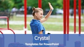  Presentation with fit and cute - Cool new presentation theme with kids back ground - cute young girl with phone backdrop and a teal colored foreground